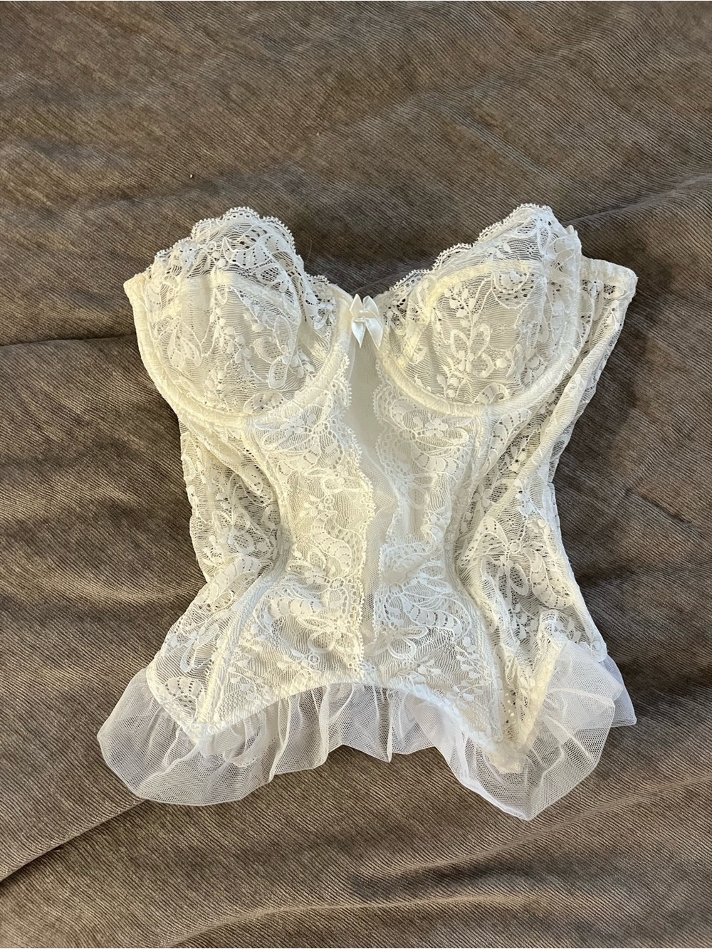 Passionata White Lace Bustier Corset w/ Garter Straps | 34B